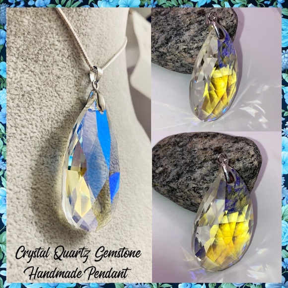 Huge Crystal Quartz Gemstone Handmade Pendant - Picture 1 of 7